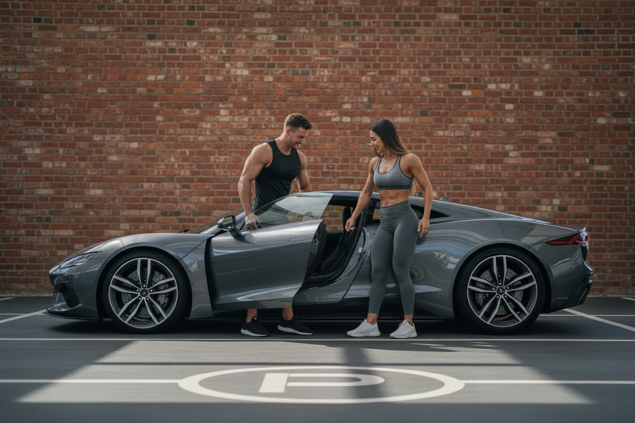 Can you create a british brick wall behind the car please